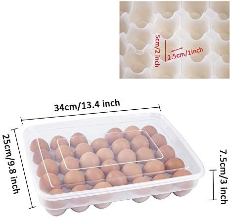 Egg Storage Box Portable Refrigerator Eggs Box Stackable Fresh-Keeping Eggs Rack Tray Containers for Storage Carrying Packing Eggs 34 Grid