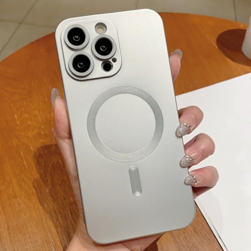 Étui de chargement magnétique sans fil pour iPhone 12 Pro Max, argent mat