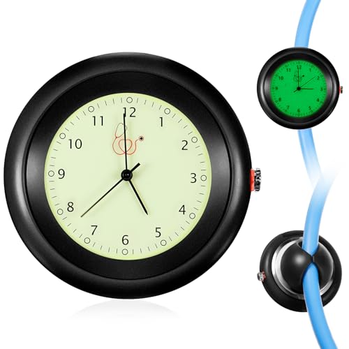 Dansydaisy Glow in The Dark Stethoscope Watch Nurse Week Gift Clip on Pocket Watch with Second Hand CNA Appreciation Medical Accessories for Nursing Students Doctor Clinic Staff(Black 12 Hour)