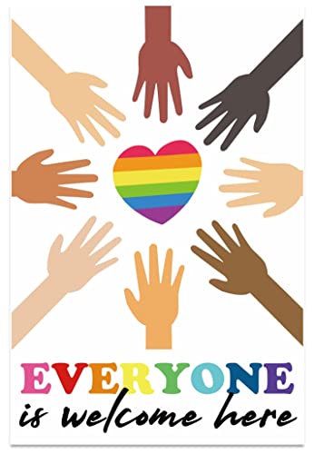 Poster 'Everyone is Welcome Here', laminiert, 30.5 x 45.7 cm, Diversitätsposter für Klassenzimmer, inspirierende multikulturelle, motivierende Dekorkunst, Türen der Schule, Hochschule, ESL Lehrer