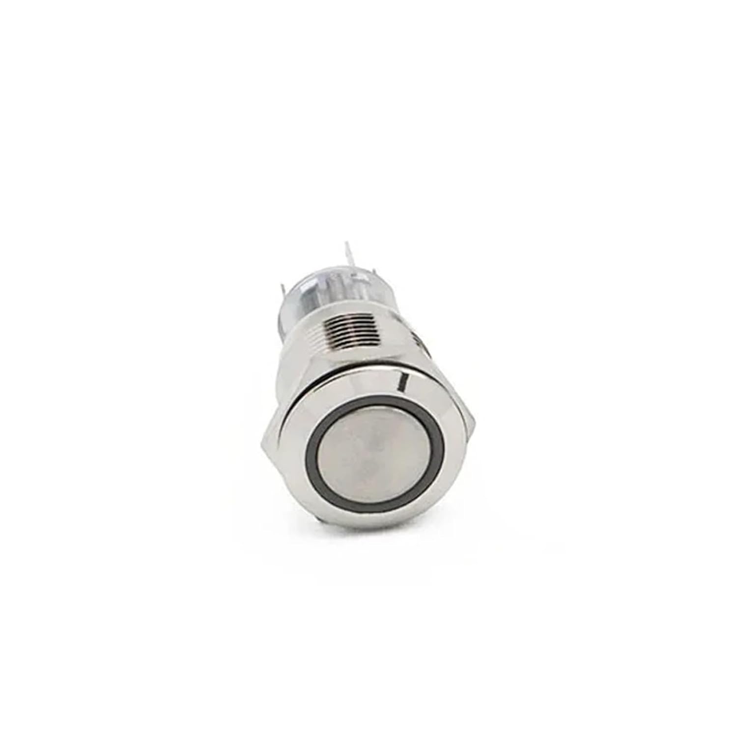 ElectronicSwitch Pressure Switch 19mm Power Mark Press Metal Push Button Waterproof Latching Self-Lock Fixation LED Light Illumination 3V-6V 12V-24V 220V(Red, Black Ring)