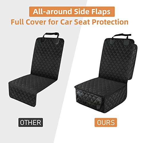 PETICON Waterproof Front Seat Car Cover, Full Protection Dog Car Seat Cover with Side Flaps, Nonslip Scratchproof Front Seat Cover Fits for Cars, Trucks, SUVs, Jeep