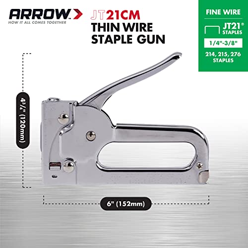 Arrow JT21CM Professional Light Duty Staple Gun for Upholstery, Crafts, Office, Fits 1/4", 5/16”, or 3/8" Staples thumbnail 2