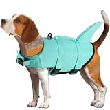 Picture of EMUST Dog Life Jacket, Ripstop Dog Lifesaver Vests with Rescue Handle for Small Medium and Large Dogs, Pet Safety Swimsuit Preserver for Swimming Pool Beach Boating (XS,SolidTurquoise)
