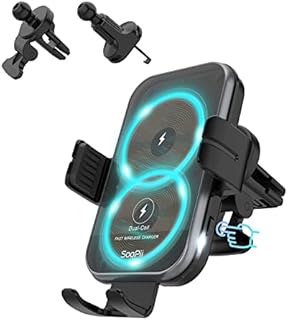 SooPii Dual Coils Wireless Car Charger,15W Fast Wireless Charging Car Mount,2 Air Vent Clip Ready, Auto-Clamping Car Phone Holder Charger for lPhone13 Pro/13/12 Pro,Samsung Galaxy Z Fold3/2/Flip3/S22