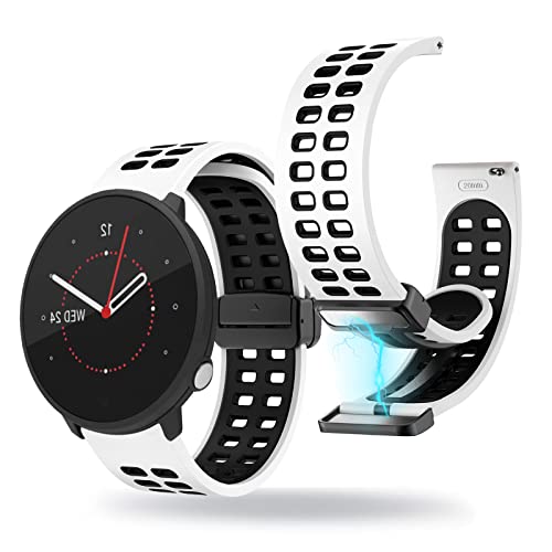 コンパチブル Polar Unite バンド シリコン Polar Unite 交換ベルト 金属 ステンレス 磁気 バックル付き Polar Unite 換えバンド シリコン製 おしゃれ 通気性 レディース メンズ バンド対応 (B)