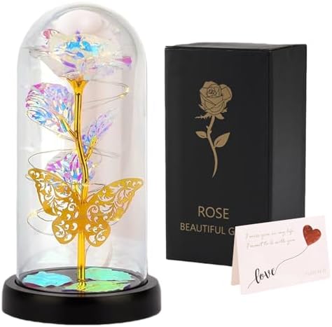 Rose Préservée Cadeau Pour Femme, Maman, Petite Amie, Coffret Cadeau Rose Avec Collier I Love You En 100 Langues Cadeaux Romantiques Pour Epouse Pour La Saint Valentin Un Anniversaire Un