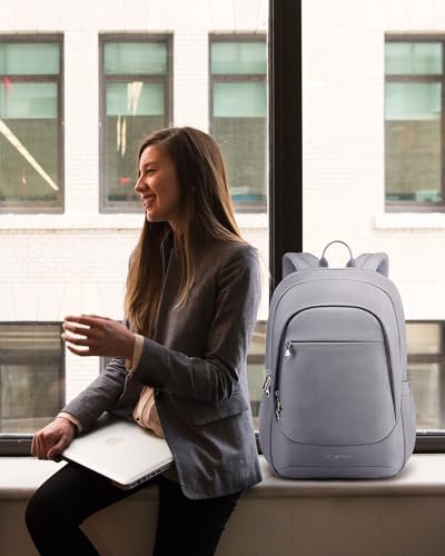 Image of LIGHT FLIGHT Travel Laptop Backpack Women, 15.6 Inch Laptop Backpack with USB Charging Hole, Water Resistant College Bookbag, Black Computer Backpacks for Work, Gray