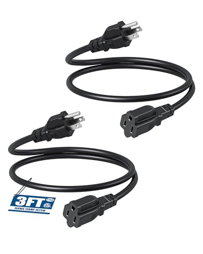 DEWENWILS 3ft Extension Cord, 16 AWG SJTW, 2-Pack