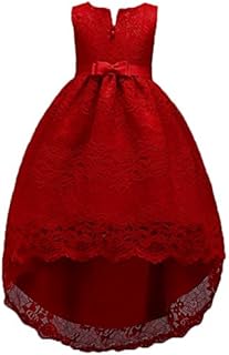 Girls Pageant Dress for Teen Girls Wedding Casual Gowns Age of 6 8 Dress for Little Girls 5-6T Prom Graduation Size 6-7 Girl Dresses Size 8 for Party Lace Tulle Gowns Birthday Beauty Long (Red 130)
