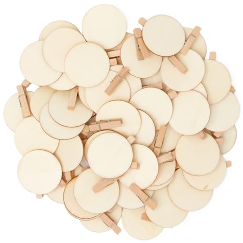 【Il pacchetto include】 50 pezzi Piccole Mollette per Foto, ogni dimensione della clip è 0,7 * 3,5 cm e ogni diametro del disco è di 4 .8 cm.