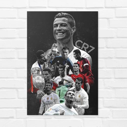 Good Hope Cristiano Ronaldo Poster 12x18 Inch | Football Wall Poster for Room | 250 GSM Paper | CR7 Motivational Wall Art for Bedroom, Office, Gym | without framed Posters for Boys & Men (CR7Black Color)