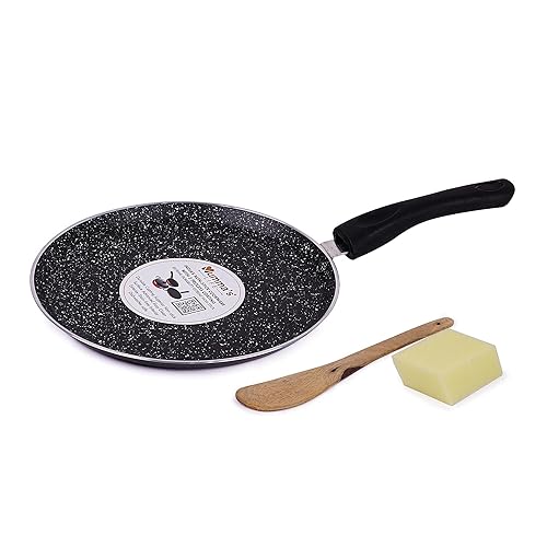 Image of Mumma's LIFE Non Stick Dosa Tawa with Sturdy Riveted and Bakelite Handle (Induction and Gas Stove Friendly), Non Toxic and PFOA Free, 24 Months Warranty (28, Red)