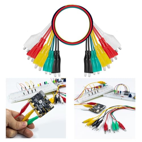 Image of 30 PCS Alligator Clips Insulated Metal, 5 Colors Crocodile Clips Electrical with Wires, Alligator Clips for Crafts, Electrical Testing, Circuit Connection, Experiment (50cm /19.68inch)