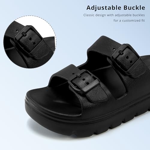 Image of Stelle Girls Double Buckle Slide Sandals Boy Slippers | Kids Summer Shoes,Shower,Beach,Pool,Slip on Clouds,Waterproof,Easy to clean