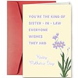SuperShunhu Funny Mother’s Day Card for Sister In Law, Poem Mother’s Day Card for Her, Cute Happy Mother’s Day Card, Appreciation Card