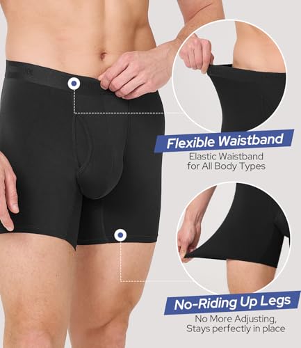 BAMBOO COOL Mens Underwear Ultra Soft & Breathable Boxer Briefs Moisture Wicking Tagless 3D Pouch 4 Pack4