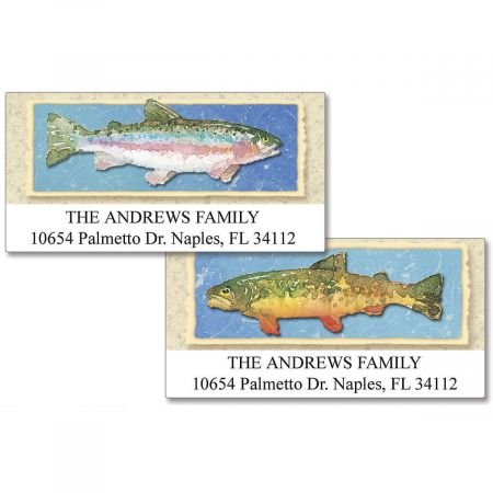 Lake Trout Fishing Personalized Return Address Labels- Set of 144, Large Self-Adhesive, Flat-Sheet Labels (2 Designs) by Colorful Images