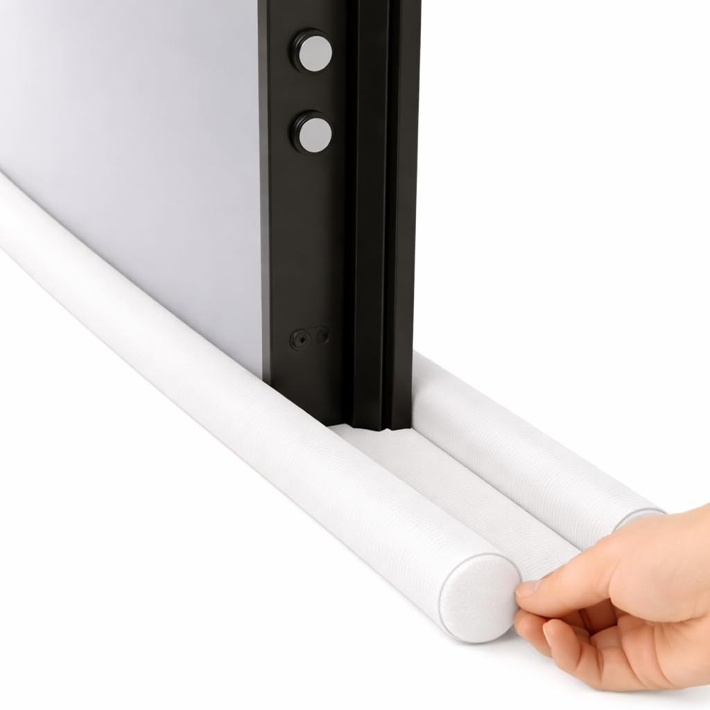 IANTE® Paraspifferi Porta Blindata Ingresso o Porte Interne da 7 a 13 cm, ParaSpifferi Sottoporta Made in Italy, Istruzioni in italiano, Lavabile (Bianco)