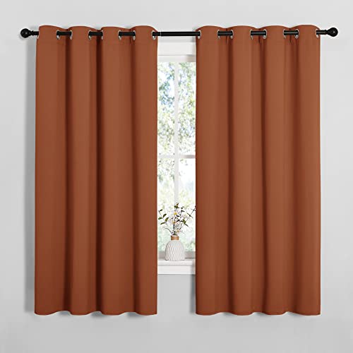 NICETOWN Blackout Curtain Panels for Girls Room, Nursery Essential Thermal Insulated Solid Grommet Top Blackout Drapes (Burnt Orange, 1 Pair, 55 x 68 inches) Burnt Orange 55"W x 68"L (Pack o
