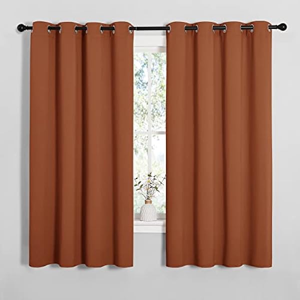NICETOWN Paneles de cortina opacas para habitación de niñas, aislamiento térmico esencial, con ojales en la parte superior, cortinas opacas (naranja nacido, 1 par, 55 x 68 pulgadas)