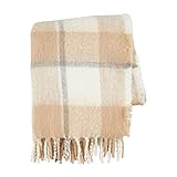 Mud Pie Throw Blanket, Taupe and White, 60' x 50'