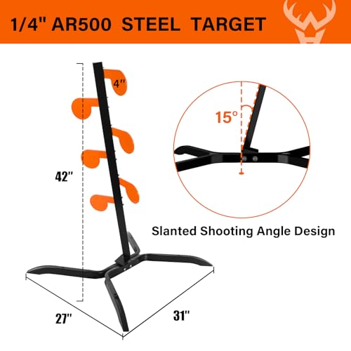 Image of Highwild AR500 Dueling Tree Target Kit - Six Steel Paddles 4 inch x 1 /4 inch Reactive Shooting Targets with Stand
