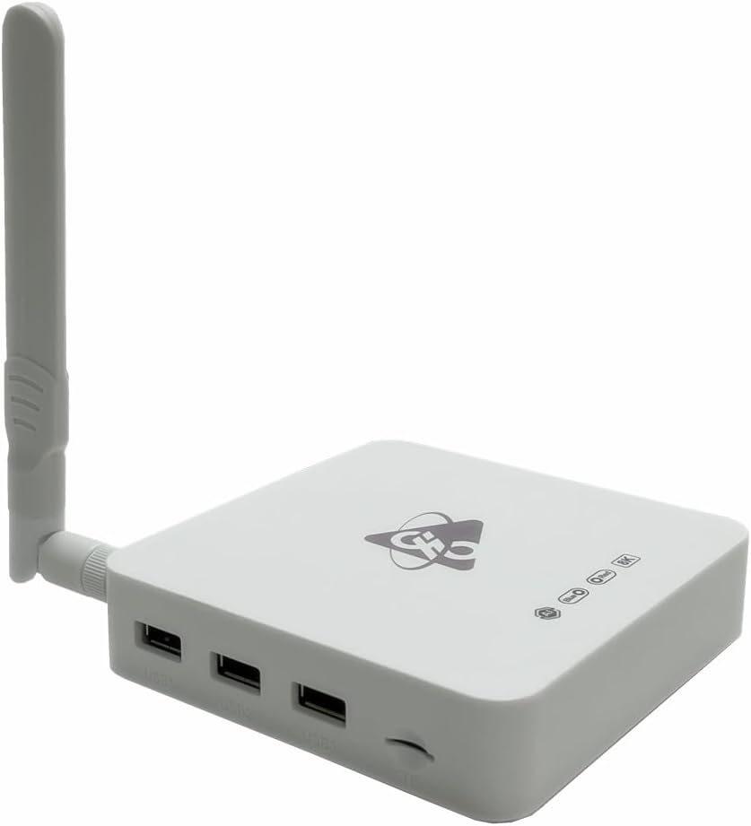 Side view of the H96 Max M12 TV Box showing USB 3.0, USB 2.0 ports, and TF card slot.