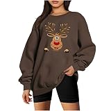 WANGTIANXUE Weihnachten Dicke Pullover Damen Oberteile GroßE GroßEn Frauen Sport Oberteile Damen Langarm Kapuzenjacke XXXL Bluse Nudefarben Weihnachts Pyjama Jeanshemd Sweatjacke Kapuze Damen Leich