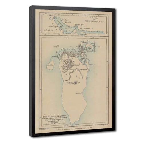 YFET The Bahrain Islands, 1890 Antique Style Map Canvas Poster