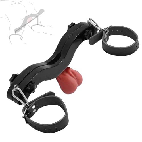 Cock Bondage Flail with Wooden Clip, Adjustable Ankle Cuffs Scrotum Humbler BDSM Penis Adult Sex Toys Men SM CBT Testicle Toys