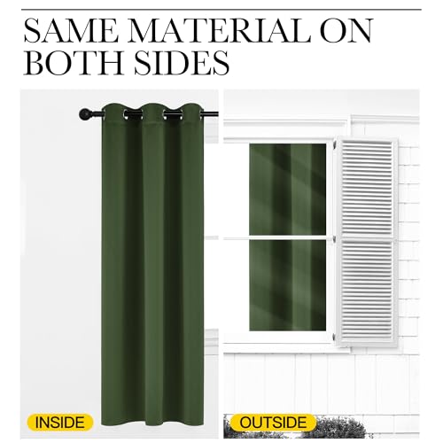Image of NICETOWN Dark Green Blackout Cafe Satin Curtains for Small Windows, 42 inch Wide by 84 inch Long, 2 Panels, Grommet Noise Reducing Faux Silk Blackout Drapes for Dining Room