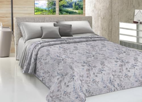 BIANCHERIAWEB Copriletto Piquet Primavera Estate 100% Cotone Sofia Disegno Vittoria Matrimoniale Petrolio