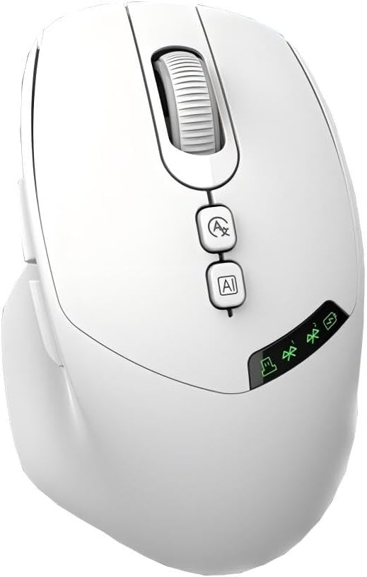 Wireless AI Mouse with ChatGPT | Dual Connection w/h Bluetooth or 2.4G USB Receiver | Voice Typing, Real-Time Translation, Multi-Device Switching | Ergonomic Computer Mouse for Work & Study
