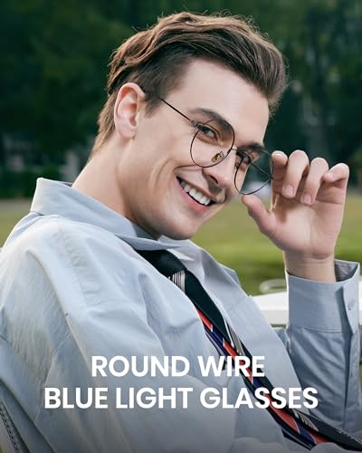 Cyxus Blue Light Blocking Glasses for Men and Women, Vintage Round Metal Frame Computer Glasses, Anti Blue Light Eyeglasses for Gaming, Reading, Office, Digital Screen Protection Black — view 3