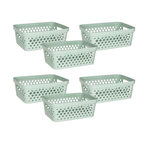 Glad Plastic Storage Basket Set, Value Pack of 6 | Open Storage Bins for Shelves, Bathroom, Pantry,...