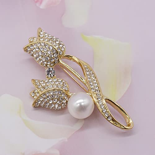 Image of Lavender flower brooch crystal rhinestone tulip brooch elegant accessories jewelry women brooches and pins fashion jewelry wedding flowers lapel pin
