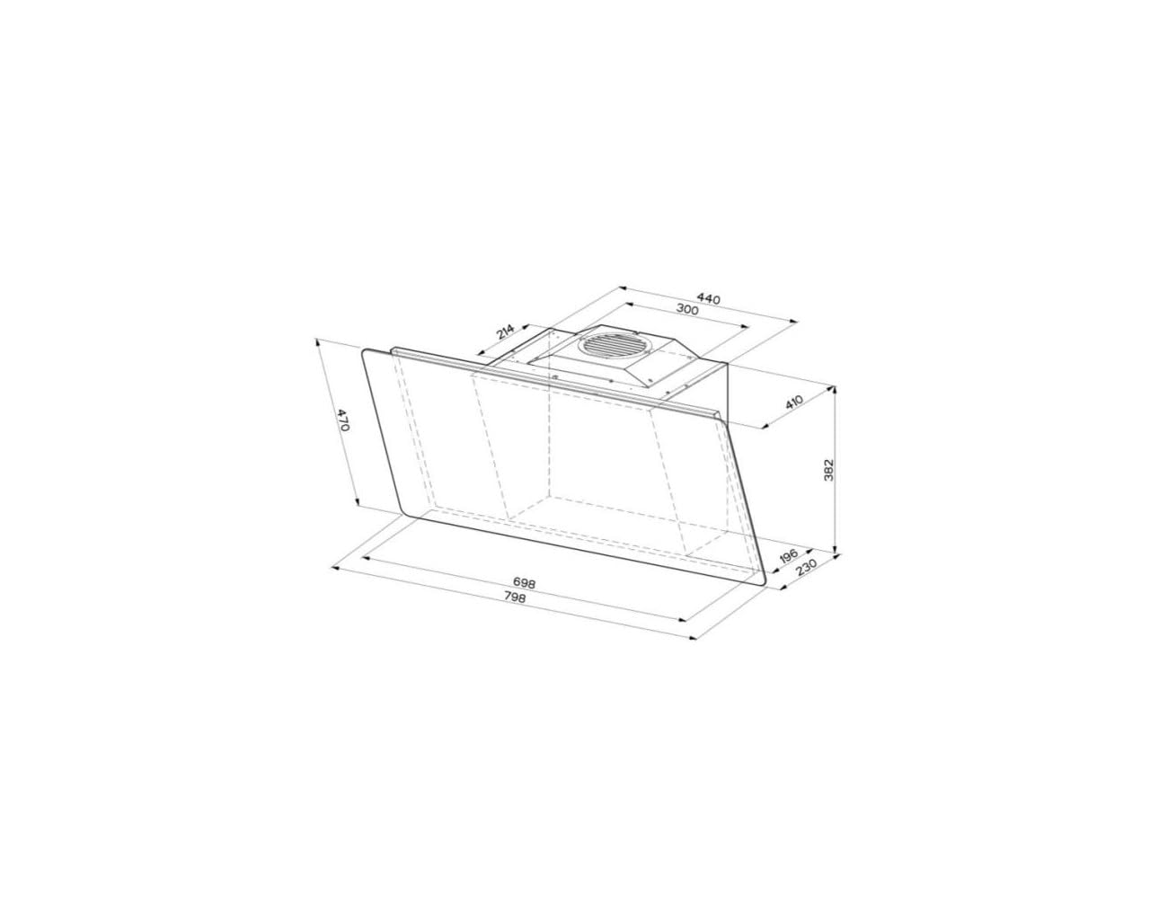 Roblin cappa decorativa inclinata 80cm 580m3 / h bianca 5630306