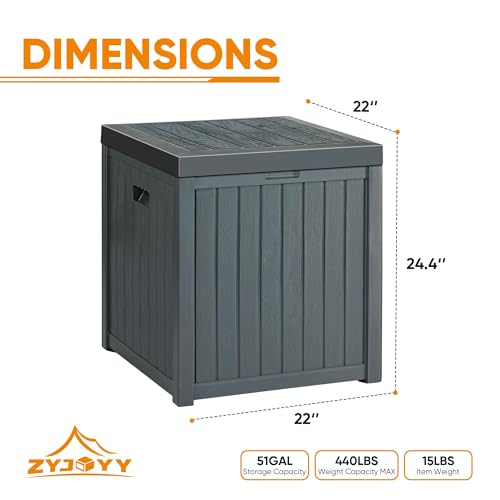 image for ZYJOYY 51 Gallon Resin Deck Box, Outdoor Storage Box Waterproof for Pa
