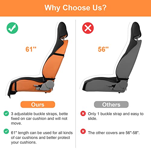 Seceles Extended Waterproof Car Seat Cover Towel With 3 Buckle Straps, Premium Universal Fit Washable Neoprene Non-Slip Backing Stain Resistant Automotive Protector(Black) #TOP2