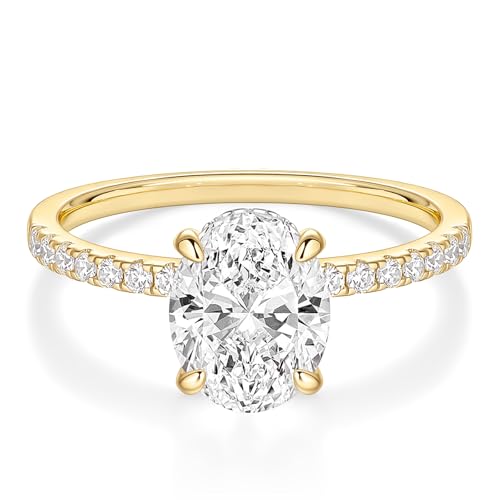 EAMTI 3CT Engagement Rings for Women Oval Cut Cubic Zirconia CZ Promise Rings for Her Wedding Bands Travel Ring 14K Gold Plated Size 4