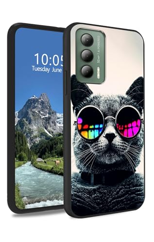 DIGTIALL TPU-Schutzhülle für Cricket Outlast/ATundT JETMORE Schlanke schwarze weiche TPU-Silikon-Stoßfeste rutschfeste Schutzhülle für Damen & Herren für Cricket Outlast/ATundT JETMORE, Coole Katze