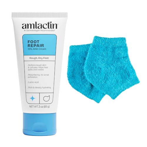 Amlactin Foot Repair Cream with Moisturizing Socks, 15% Lactic Acid, 3 oz