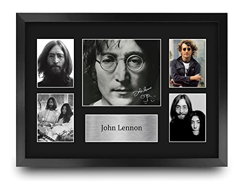 HWC Trading FR A3 John Lennon The Beatles Cadeaux Imprimé Signé Autographe Photo pour les fans de musique – A3 Encadré - Les Beatles, Paul McCartney, John Lennon, RIngo Starr, George Harrison HWC Trading FR A3 John Lennon The Beatles Cadeaux Imprimé Signé Autographe Photo pour les fans de musique - A3 Encadré