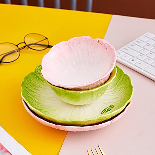 Gaolinci Cartoon Cabbage & Insect Ceramic Bowl And Plate Set (1 Bowl + 1 Plate) #TOP2