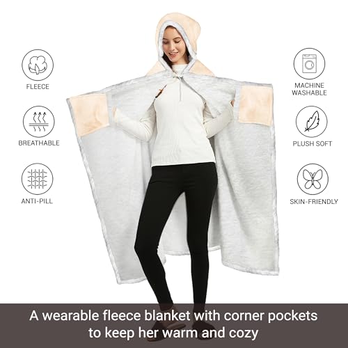 Vprintes Gifts for Her - Sherpa Fleece Wearable Blanket Hoodie -Gifts for Wife from Husband