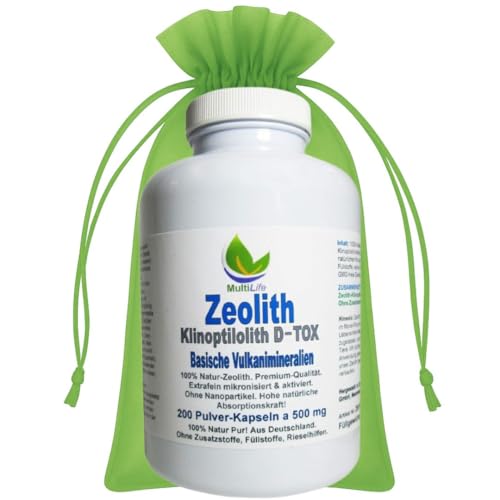 Zeolith Pulver 200 Kapseln BASISCHE Vulkan Mineralien - PREMIUM QUALITÄT - Ohne Nanopartikel ultrafein mikronisiert aktiviert. OHNE Zusatzstoffe. 26151