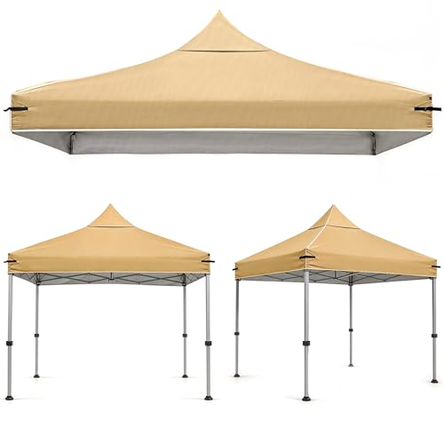 8x8 Canopy Replacement Top Cover for Straight Leg Frame with Center Support Pole Waterproof UV Resistant Pop Up Canopy Tent Top with Air Vent Top Only (Beige)