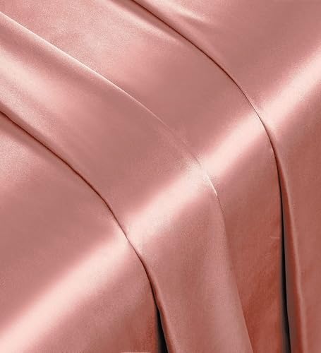 Image of COOLBEDS Satin Elastic Fitted Sheet & 2 Pillow Covers (Double, Blush)