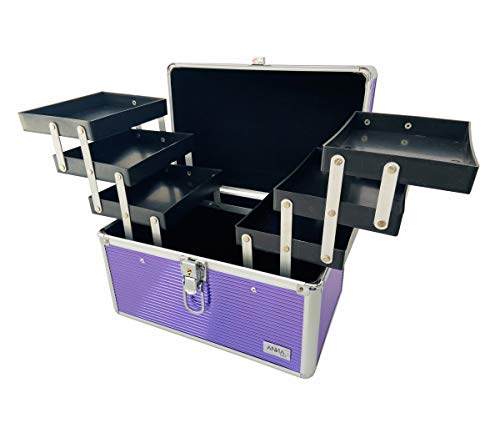 Maleta de Maquiagem Profissional Anna Make Média Vazia (Roxa)